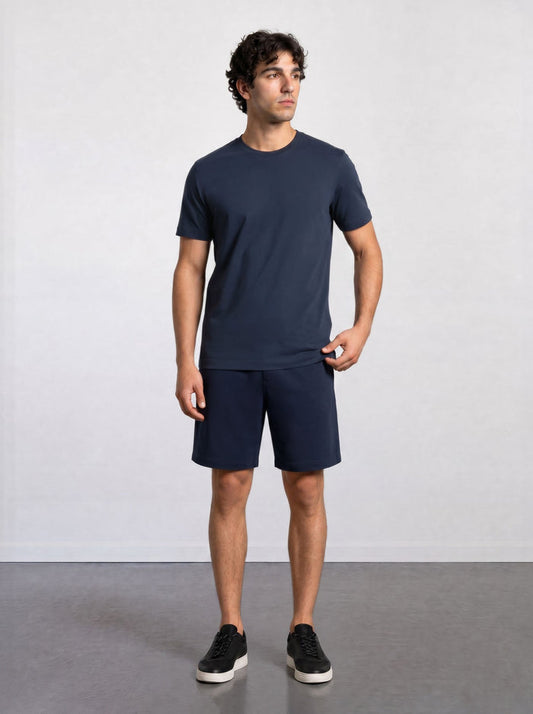 THE FLEX - PIMA PERFORMANCE HALF TEE - NAVY BLUE