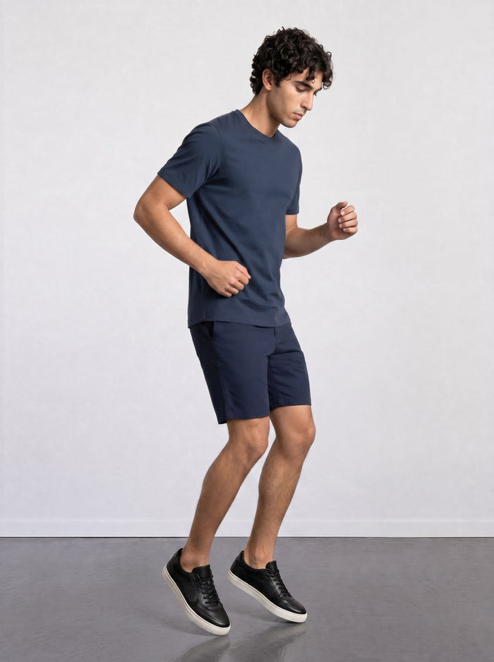 THE FLEX - PIMA PERFORMANCE HALF TEE - NAVY BLUE