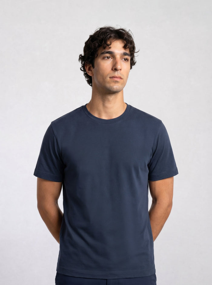 THE FLEX - PIMA PERFORMANCE HALF TEE - NAVY BLUE