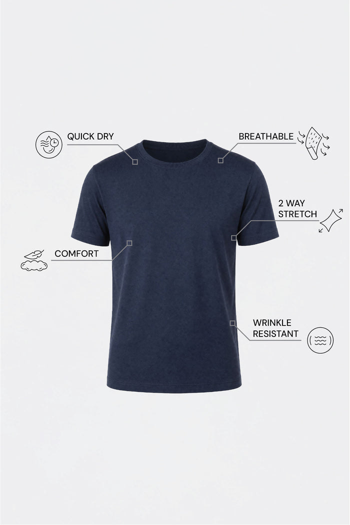 THE FLEX - PIMA PERFORMANCE HALF TEE - NAVY BLUE