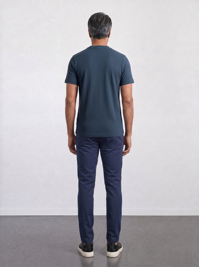 THE FLEX - PIMA TEXTURED HALF TEE - NAVY BLUE