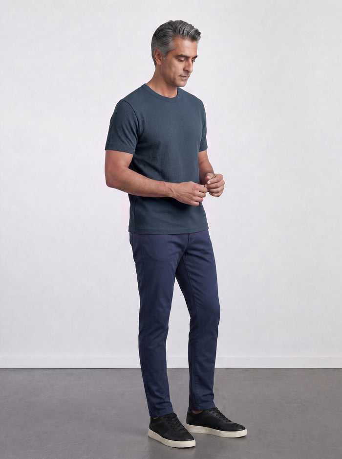THE FLEX - PIMA TEXTURED HALF TEE - NAVY BLUE