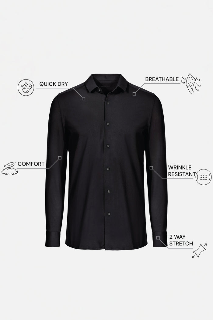 THE HYPERFLEX - SLIM FULL SHIRT - BLACK