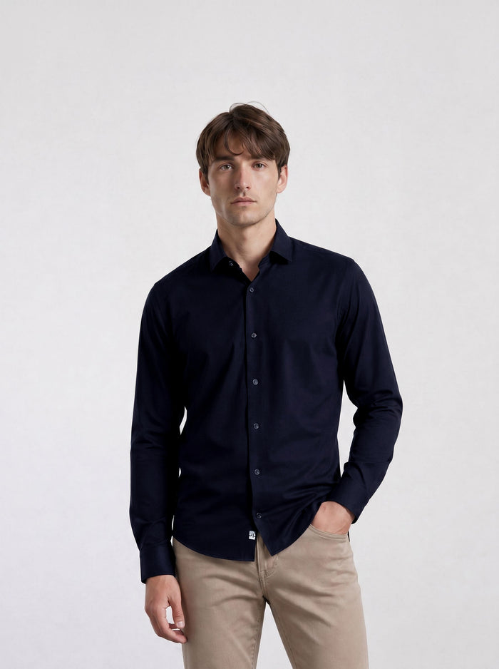 THE HYPERFLEX - SLIM FULL SHIRT - BLACK