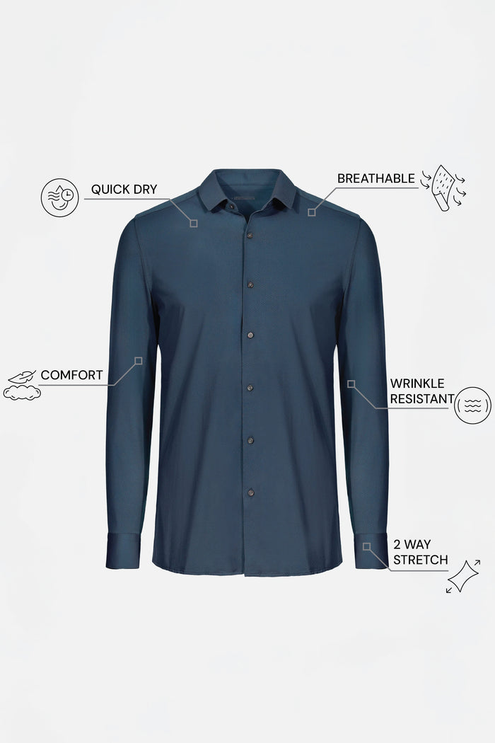 THE HYPERFLEX - SLIM FULL SHIRT - MEDIUM NAVY