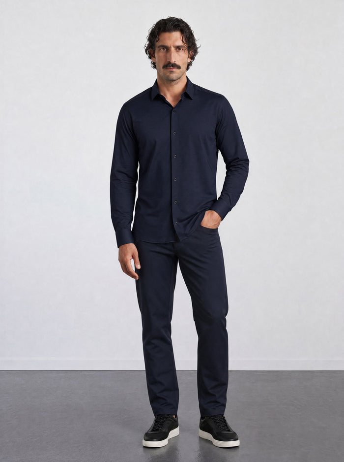 THE HYPERFLEX - SLIM FULL SHIRT - NAVY BLUE