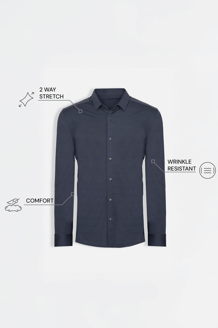 THE HYPERFLEX - SLIM FULL SHIRT - NAVY BLUE