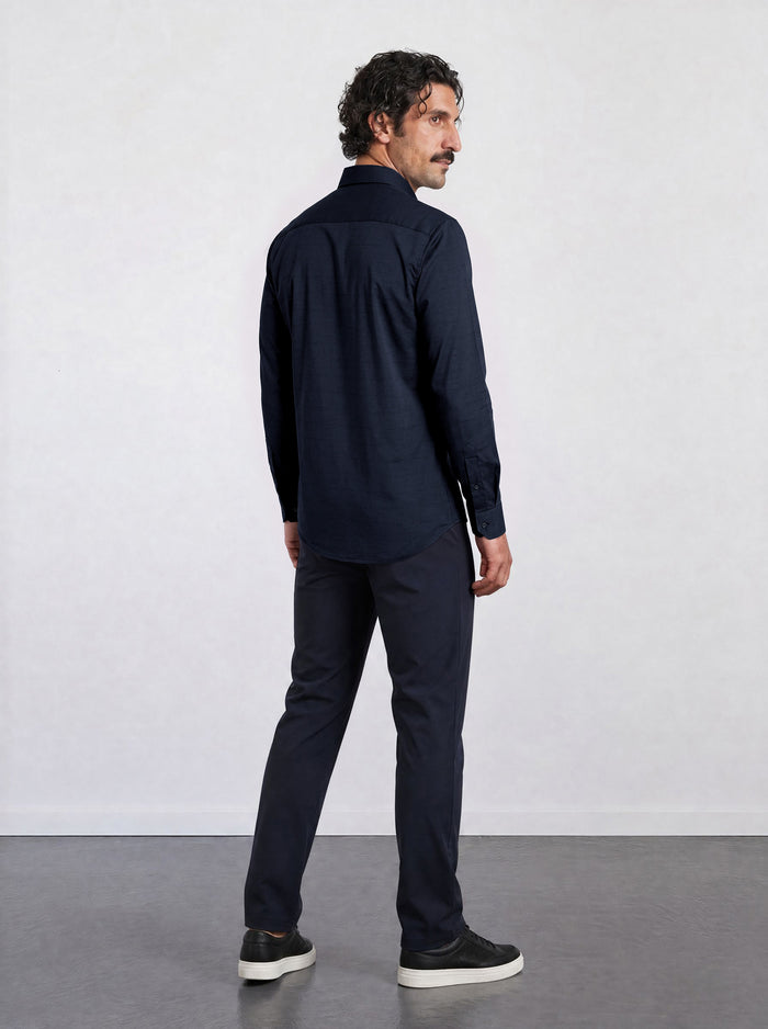 THE HYPERFLEX - SLIM FULL SHIRT - NAVY BLUE
