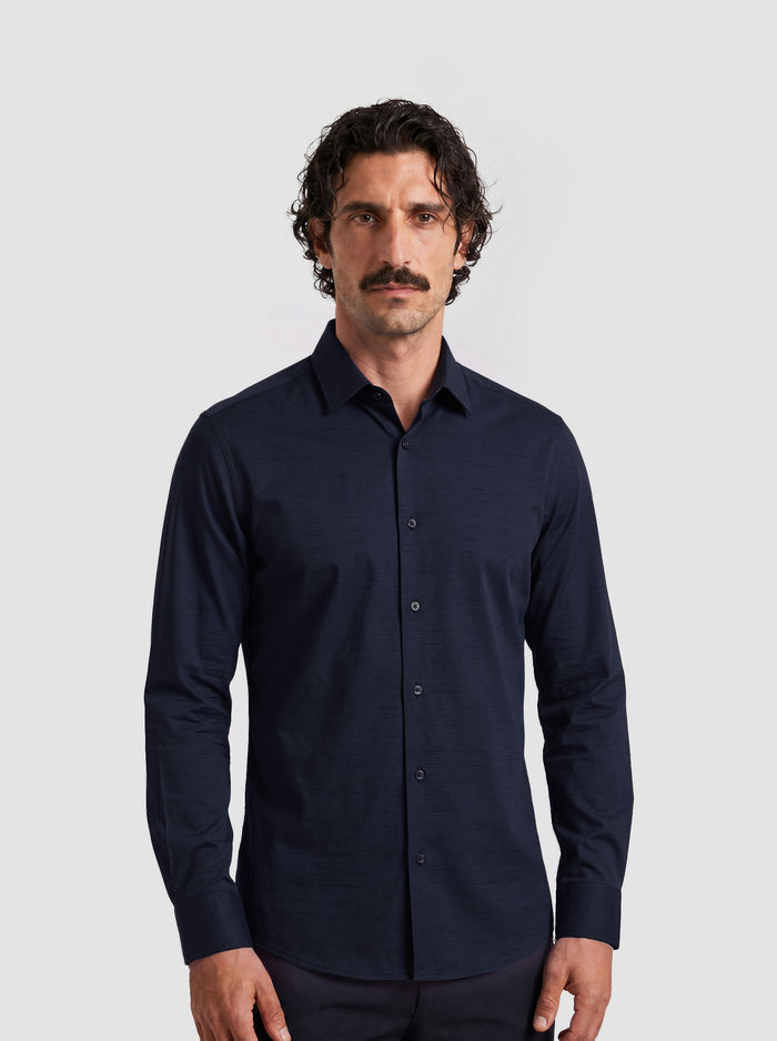 THE HYPERFLEX - SLIM FULL SHIRT - NAVY BLUE