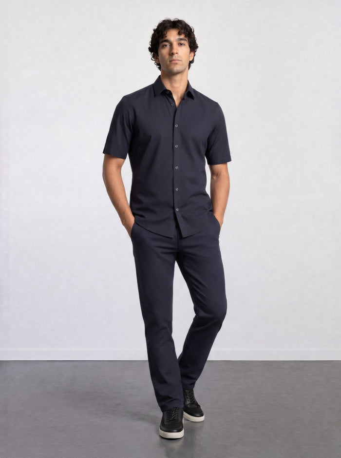 THE HYPERFLEX - SLIM HALF SHIRT - BLACK