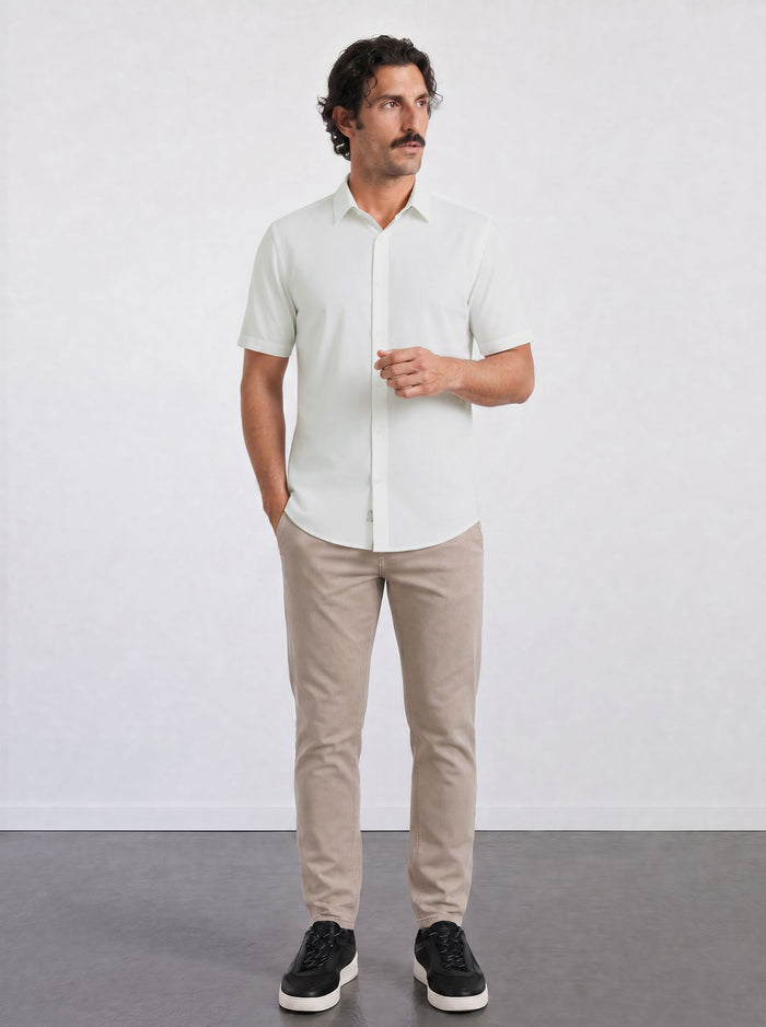 THE HYPERFLEX - SLIM HALF SHIRT - WHITE