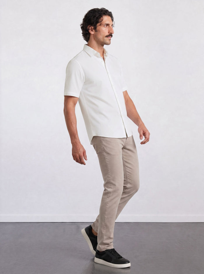THE HYPERFLEX - SLIM HALF SHIRT - WHITE
