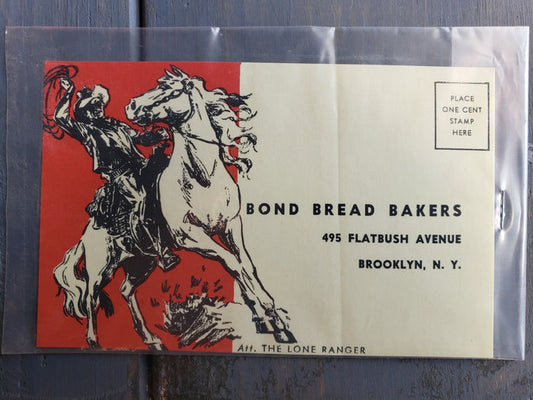 The Lone Ranger Bond Bread Safety mail in card