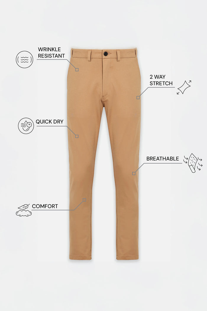 THE MOOVEX - CHINO PANTS - CAMEL BROWN