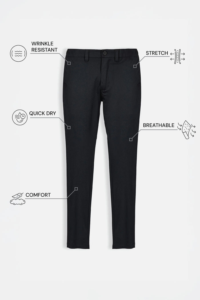 THE MOOVEX - DOUBLE KNIT CHINO PANTS - BLACK
