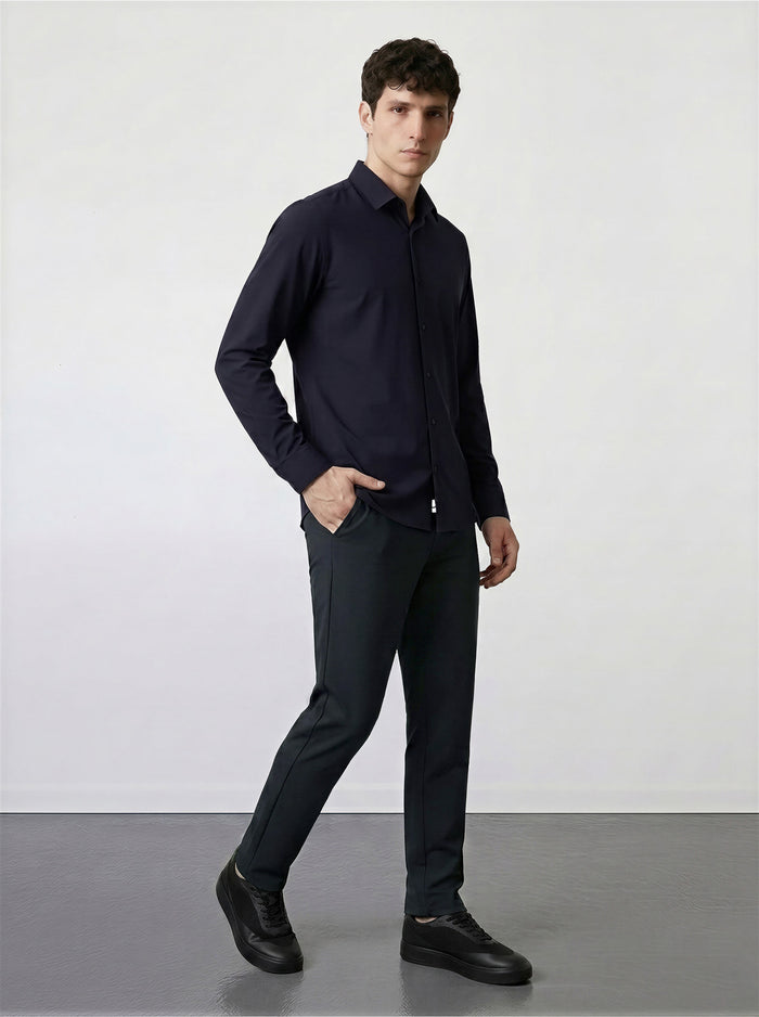 THE MOOVEX - DOUBLE KNIT CHINO PANTS - BLACK