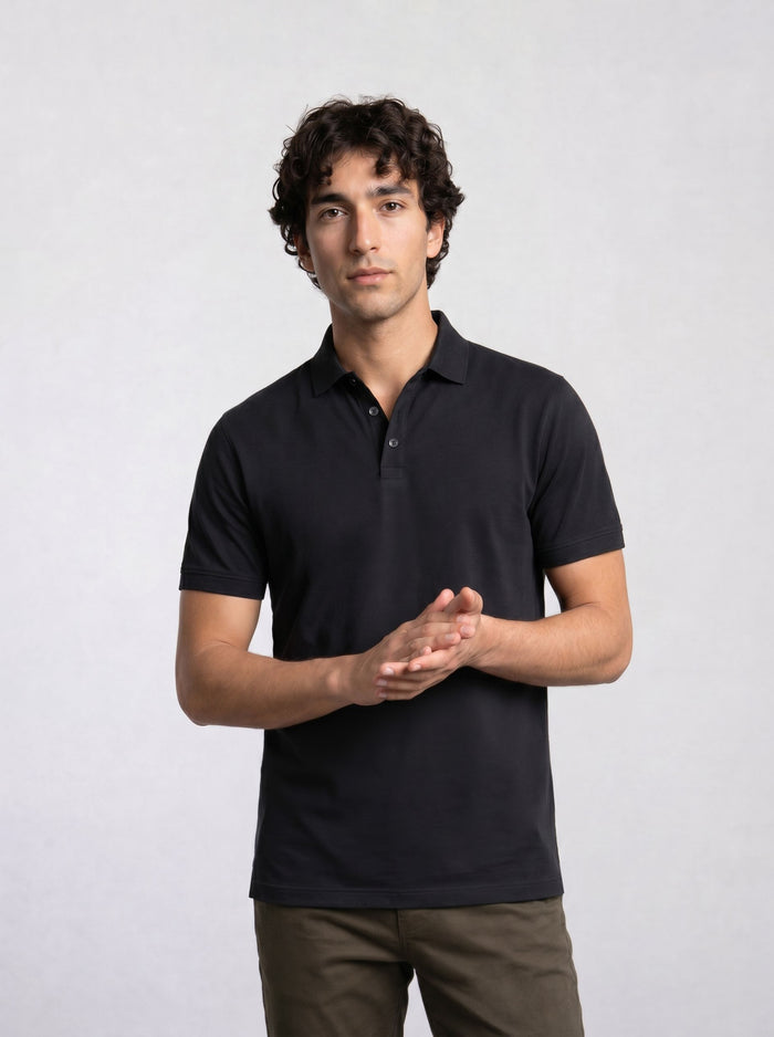 THE PIQUÉ FLEX - REGULAR POLO - BLACK