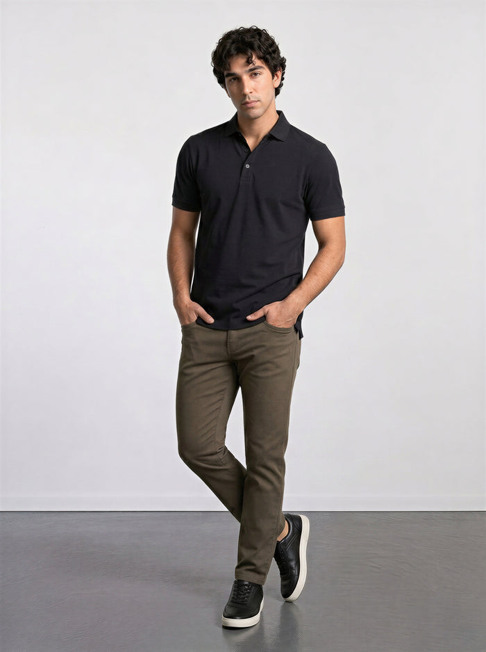 THE PIQUÉ FLEX - REGULAR POLO - BLACK