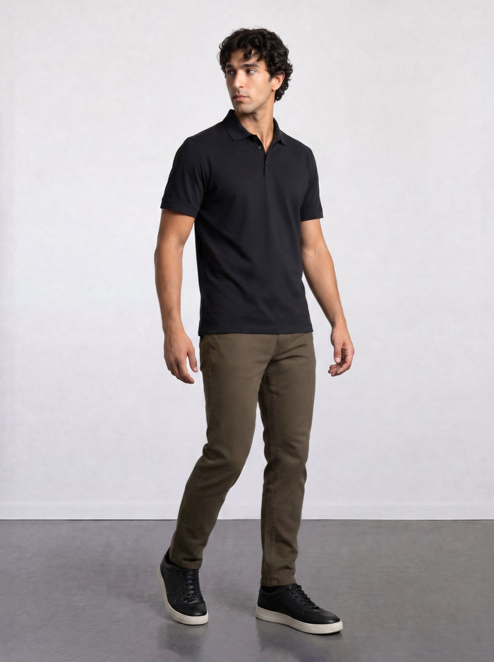 THE PIQUÉ FLEX - REGULAR POLO - BLACK