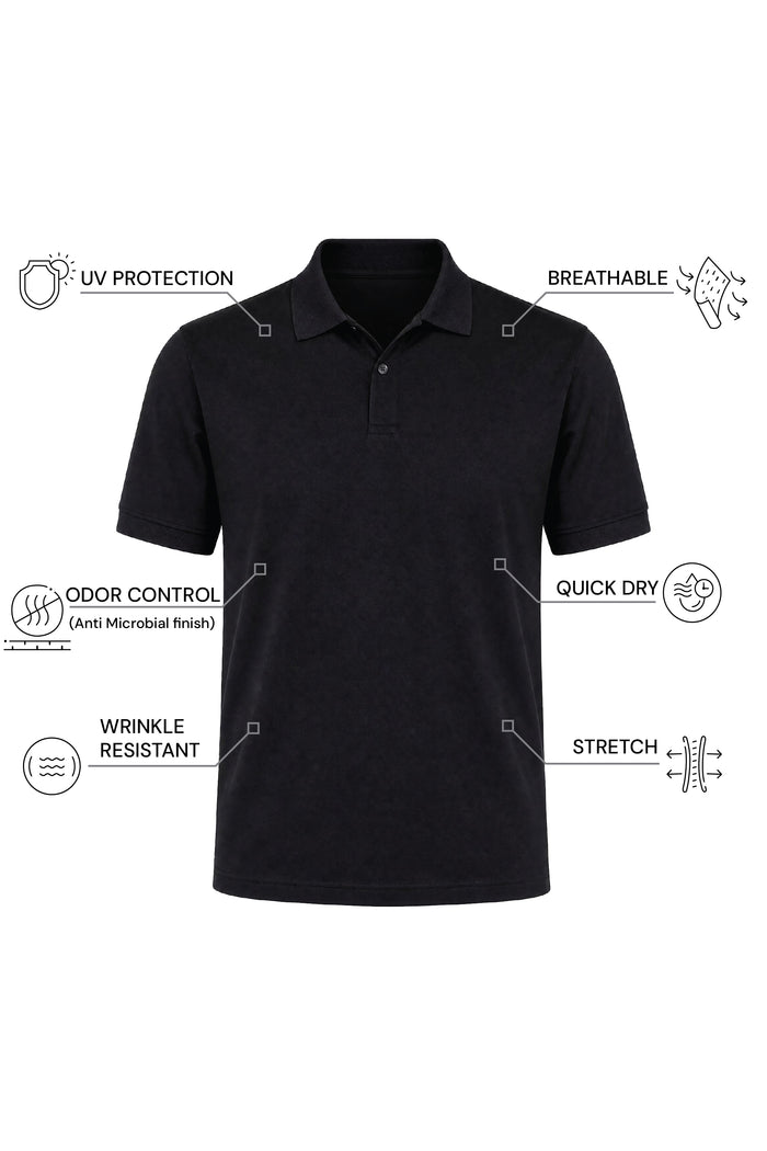 THE PIQUÉ FLEX - REGULAR POLO - BLACK