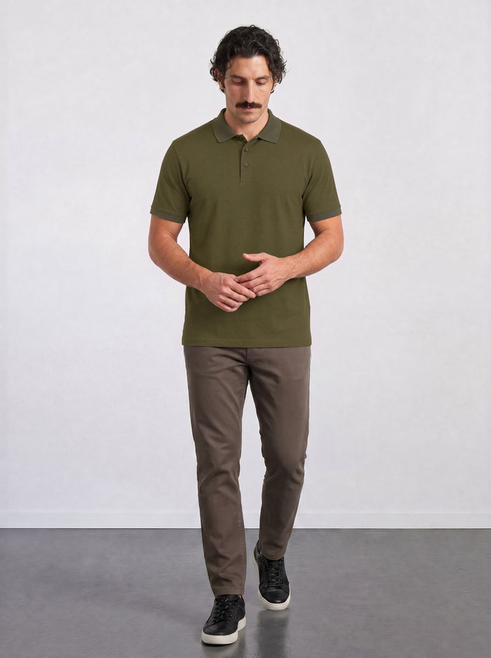 THE PIQUÉ FLEX - REGULAR POLO - OLIVE GREEN