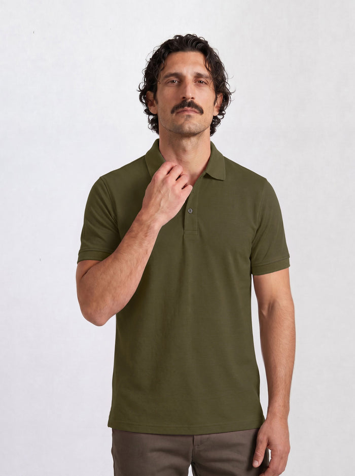 THE PIQUÉ FLEX - REGULAR POLO - OLIVE GREEN