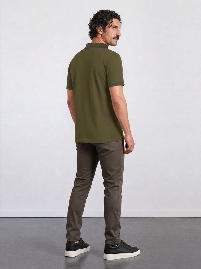 THE PIQUÉ FLEX - REGULAR POLO - OLIVE GREEN