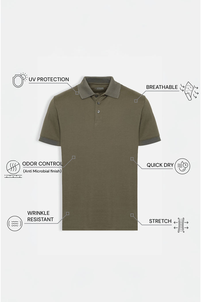 THE PIQUÉ FLEX - REGULAR POLO - OLIVE GREEN
