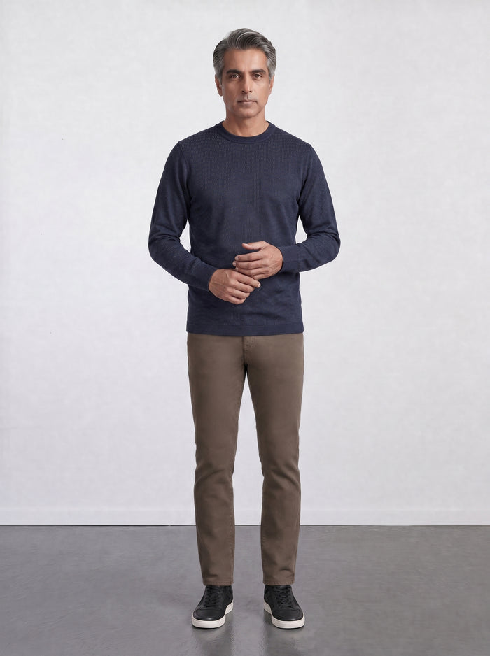 THE SOFT EASE - REGULAR SWEATER - NAVY AND LIME GREEN