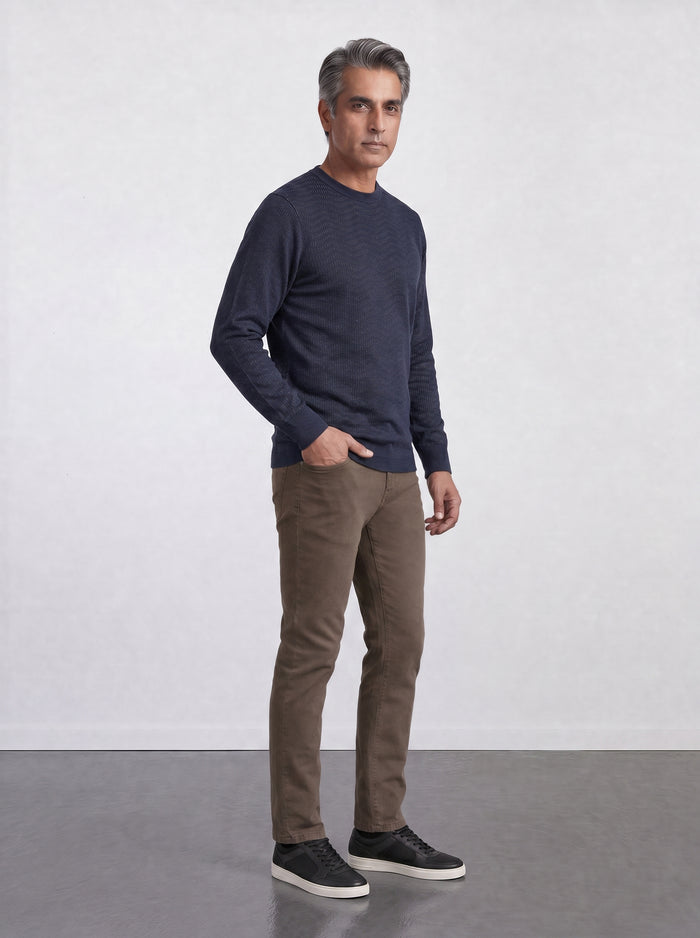 THE SOFT EASE - REGULAR SWEATER - NAVY AND LIME GREEN