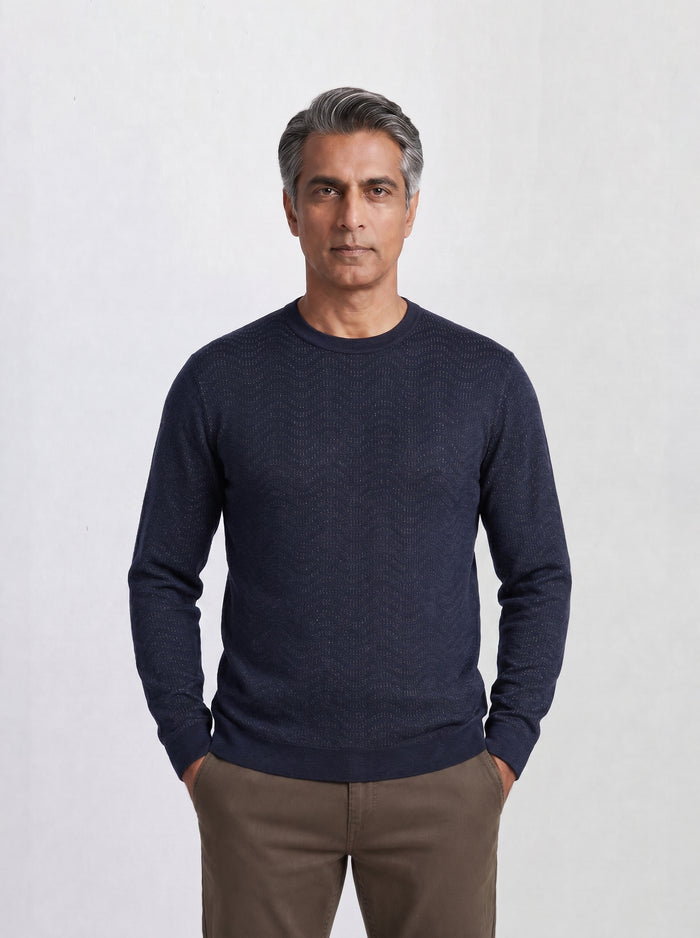 THE SOFT EASE - REGULAR SWEATER - NAVY AND LIME GREEN