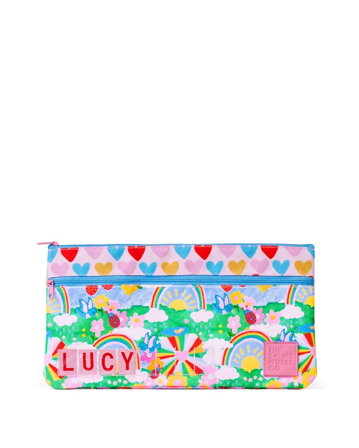 The Somewhere Co Name Pencil Case - Rainbow Garden