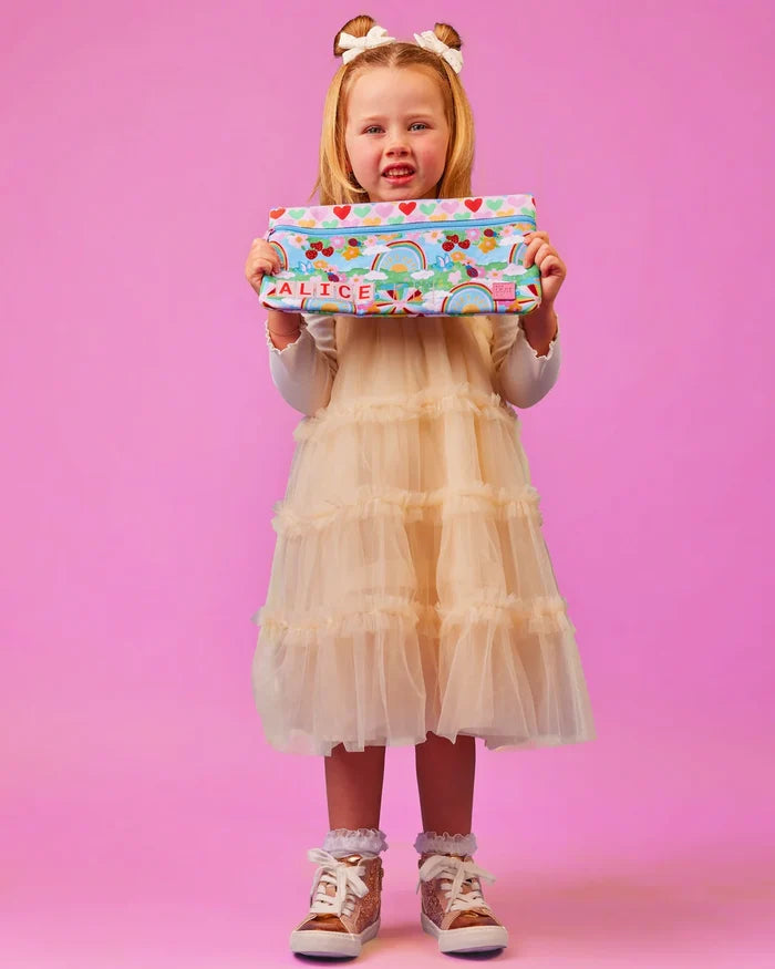 The Somewhere Co Name Pencil Case - Rainbow Garden