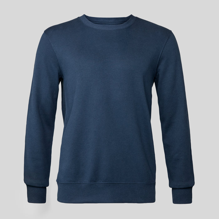 The Manmade Blue Sweatshirt on a light gray background