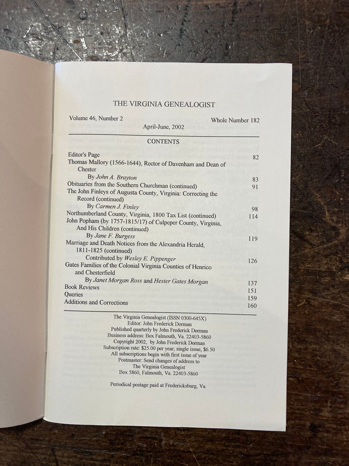 The Virginia Genealogist Volume 46, Number 2