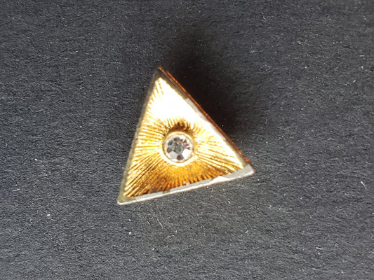 Triangle shaped tie tack with rhinestone