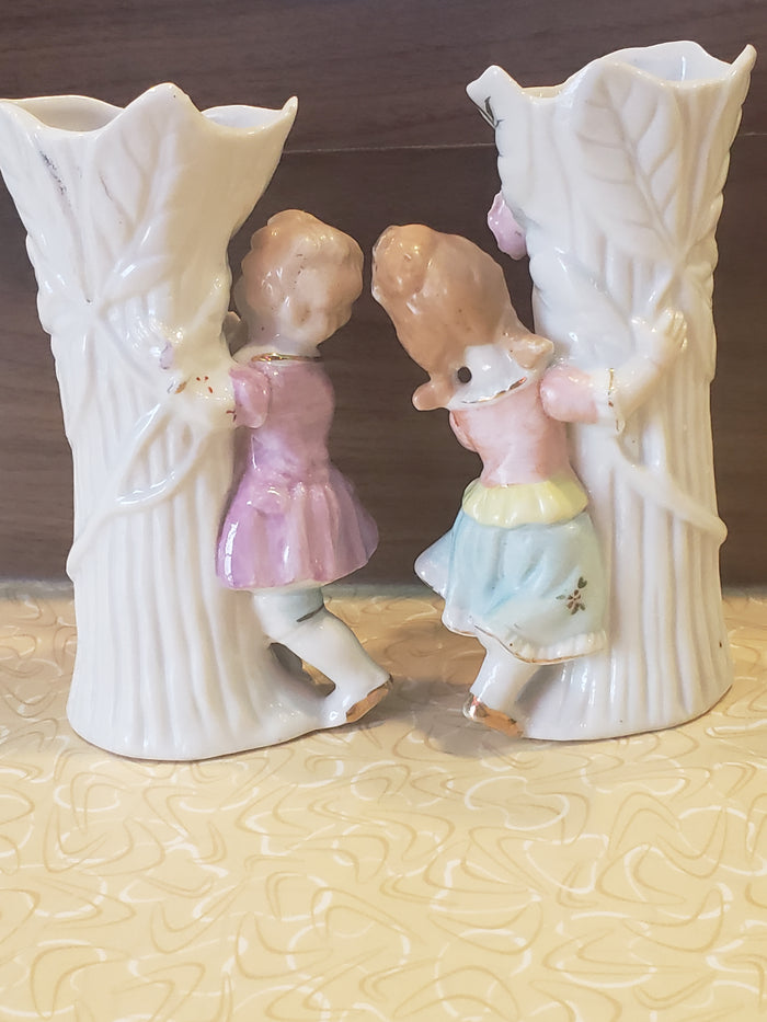 UCAGCO 1950s porcelain children bisque vase set