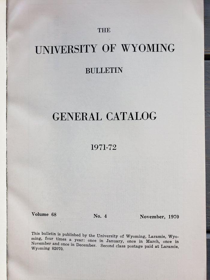 University of Wyoming 1971-72 Bulletin