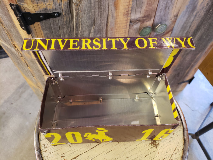 University of Wyoming license plate pencil box