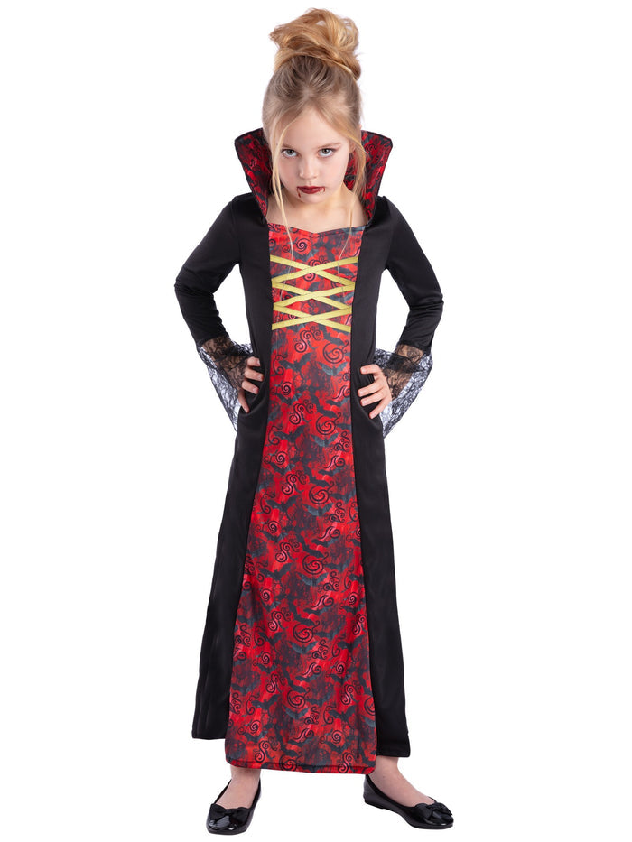 Vampiress Costume with Dress & Attached Collar