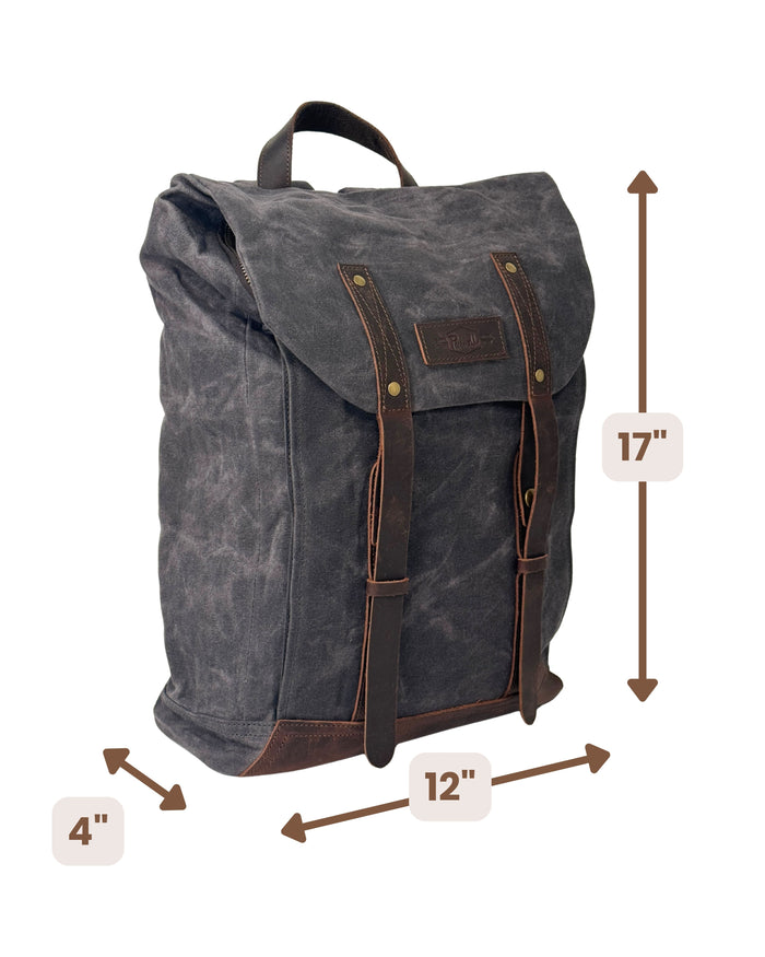 WAXED CANVAS LARGE TRAVEL BACKPACK, LAPTOP COMPARTMENT