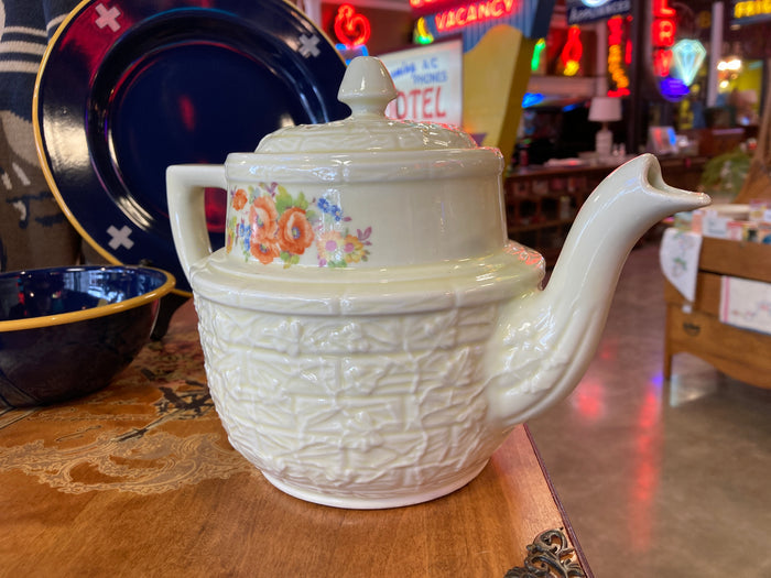 White floral Drip-O-Lator Coffee Pot