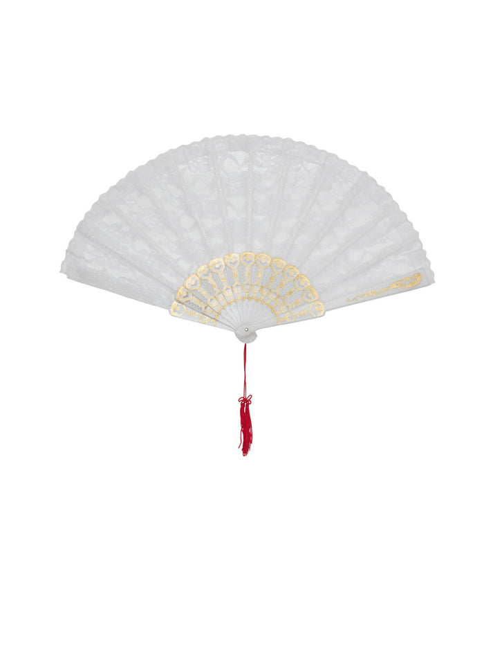 White Lace Fan Costume Accessory