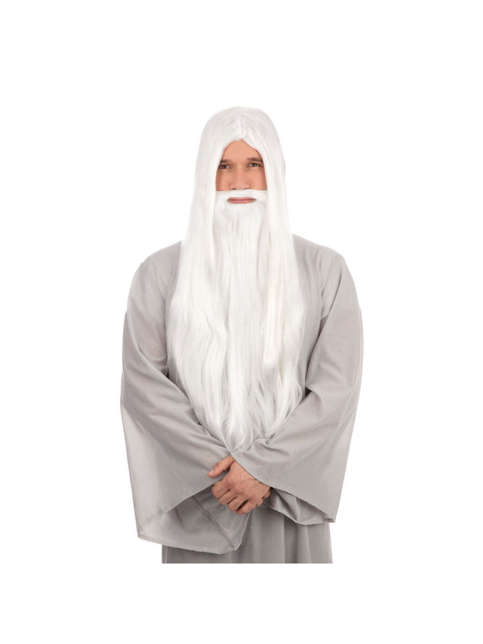 White Wizard Wig And Long Beard