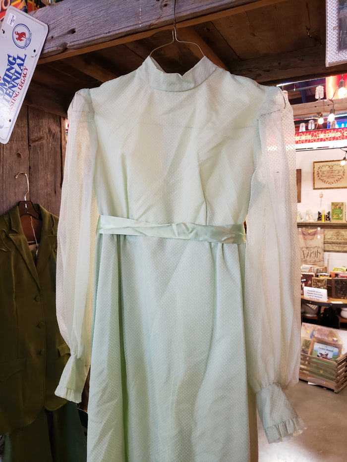 Woman's Green dotted swiss long dress size S