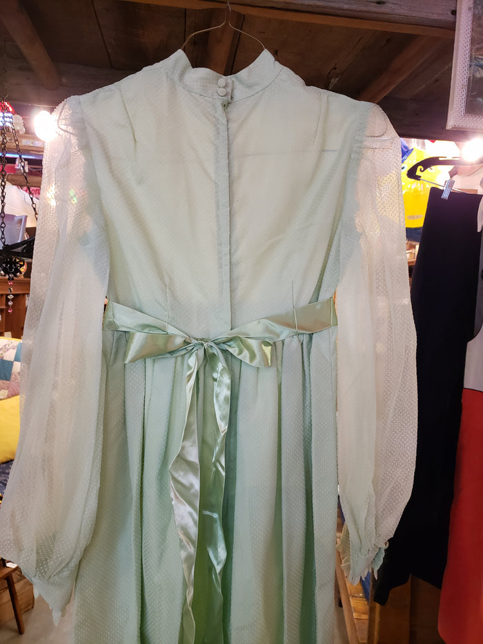 Woman's Green dotted swiss long dress size S