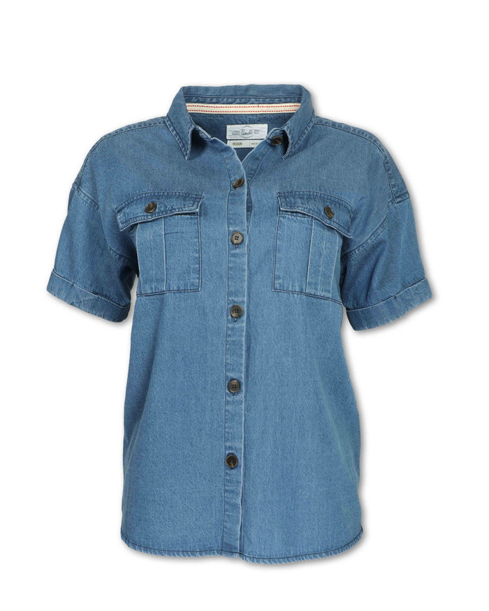 WOMEN'S DENIM SAFARI SHIRT