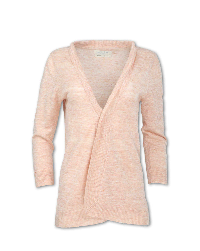 WOMEN'S HEATHERED FLAX BLEND KNIT CARDIGAN