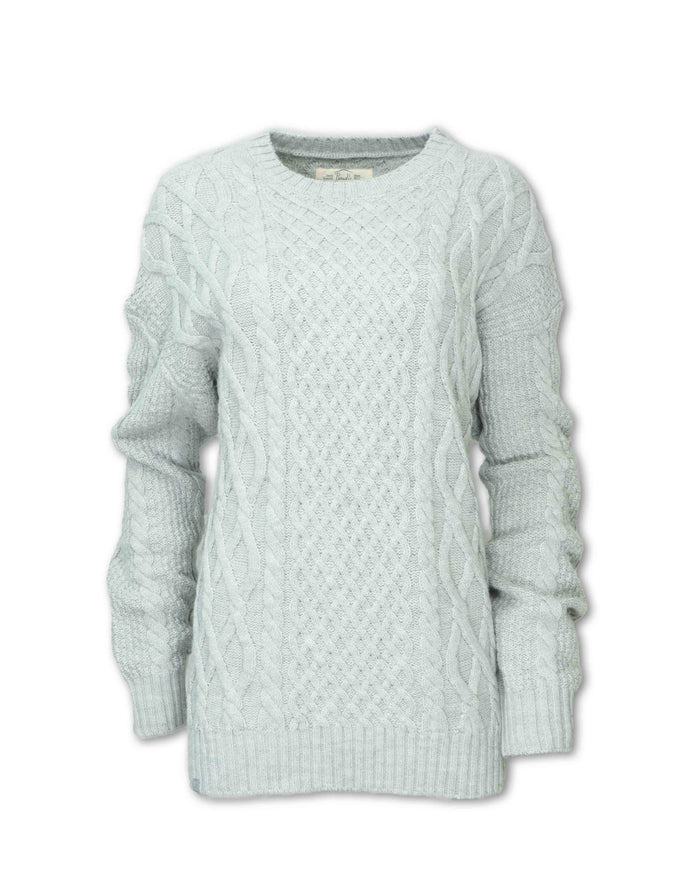 WOMEN'S MERINO WOOL BLEND CABLE KNIT SWEATER
