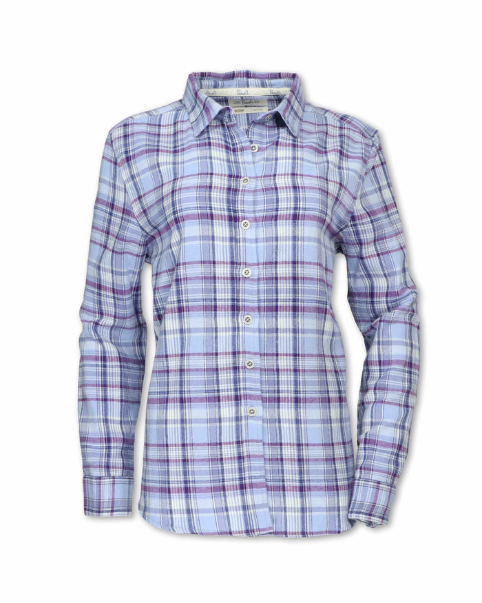 WOMEN'S PERIWINKLE PLAID FLANNEL